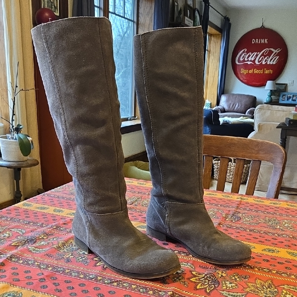 Nine West Grey Suede Knee High Vintage America Boots 10